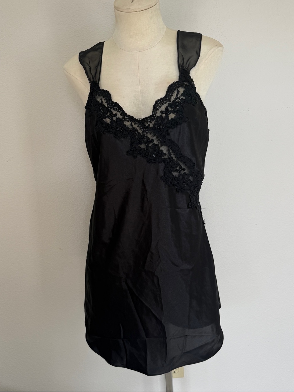 Vintage Black Satin Slip